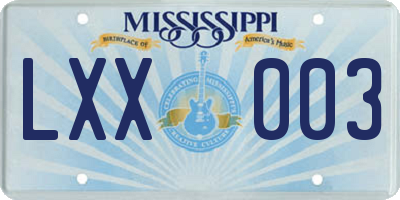 MS license plate LXX003