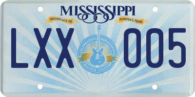MS license plate LXX005