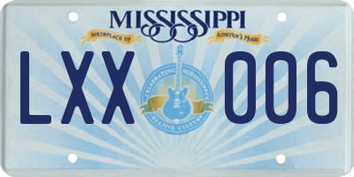 MS license plate LXX006