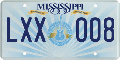 MS license plate LXX008