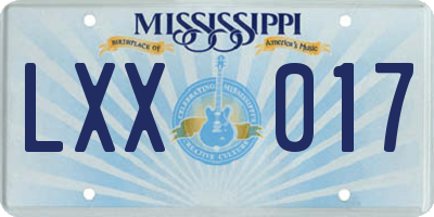 MS license plate LXX017