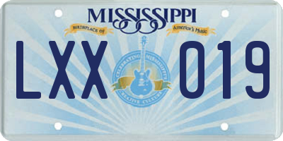 MS license plate LXX019