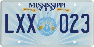 MS license plate LXX023