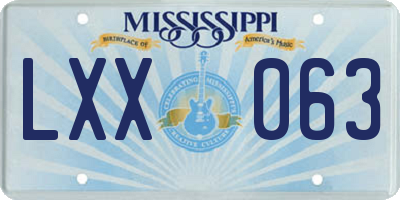 MS license plate LXX063