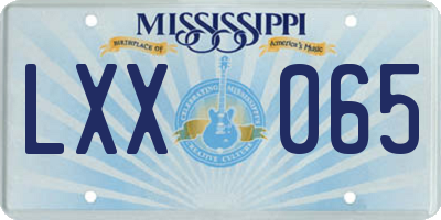 MS license plate LXX065