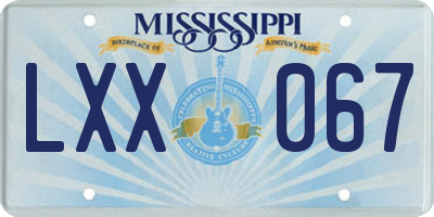 MS license plate LXX067