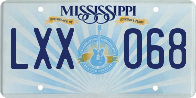 MS license plate LXX068