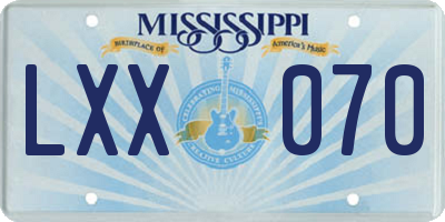 MS license plate LXX070