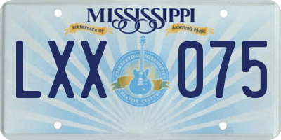MS license plate LXX075