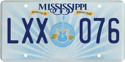 MS license plate LXX076