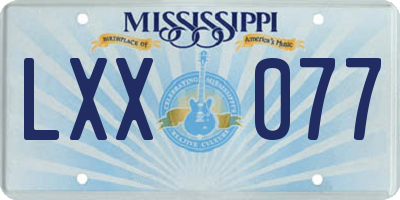 MS license plate LXX077