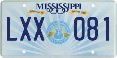 MS license plate LXX081