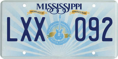 MS license plate LXX092