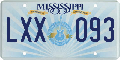 MS license plate LXX093
