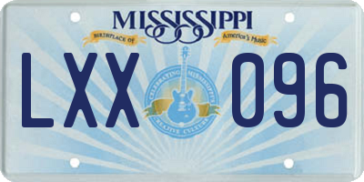 MS license plate LXX096