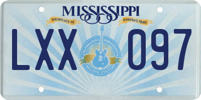 MS license plate LXX097