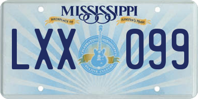 MS license plate LXX099