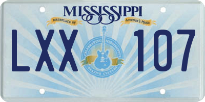MS license plate LXX107