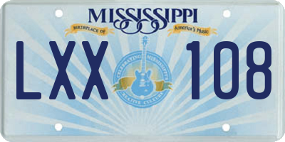 MS license plate LXX108