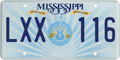 MS license plate LXX116
