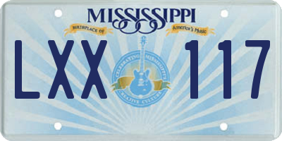 MS license plate LXX117