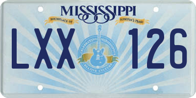 MS license plate LXX126