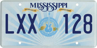 MS license plate LXX128