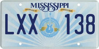 MS license plate LXX138