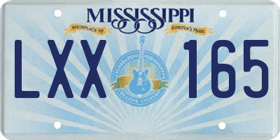 MS license plate LXX165