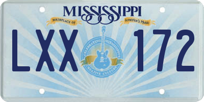 MS license plate LXX172