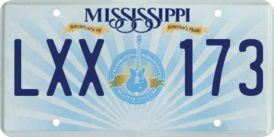 MS license plate LXX173