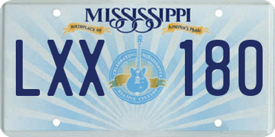 MS license plate LXX180