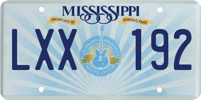 MS license plate LXX192