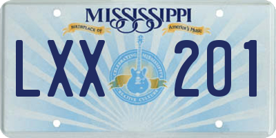 MS license plate LXX201