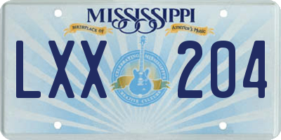 MS license plate LXX204