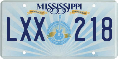 MS license plate LXX218
