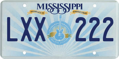 MS license plate LXX222