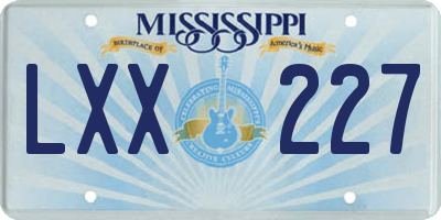 MS license plate LXX227