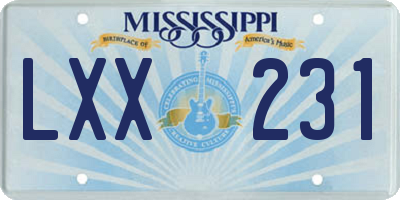 MS license plate LXX231