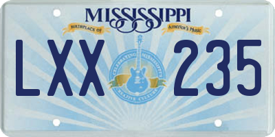 MS license plate LXX235