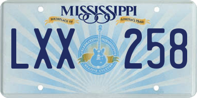 MS license plate LXX258
