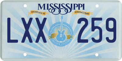 MS license plate LXX259