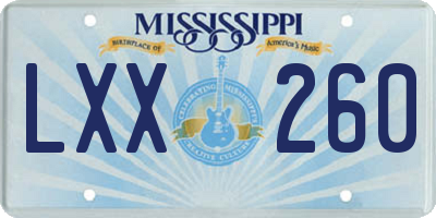 MS license plate LXX260