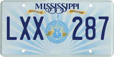 MS license plate LXX287