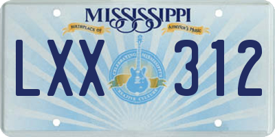 MS license plate LXX312