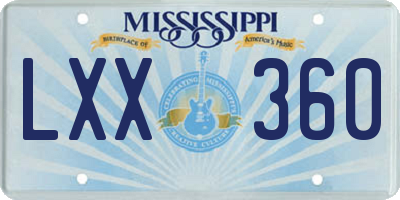 MS license plate LXX360