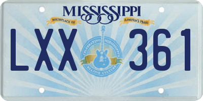 MS license plate LXX361