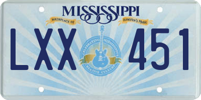 MS license plate LXX451