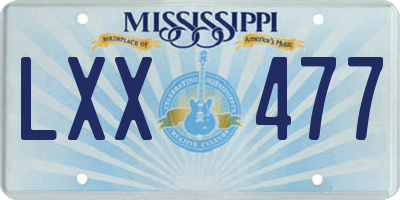 MS license plate LXX477