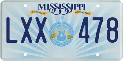 MS license plate LXX478
